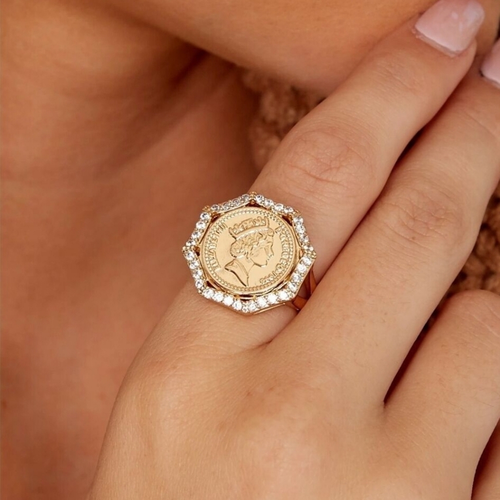 WINDSOR ONE PENNY COIN RING GOLD VERMEIL